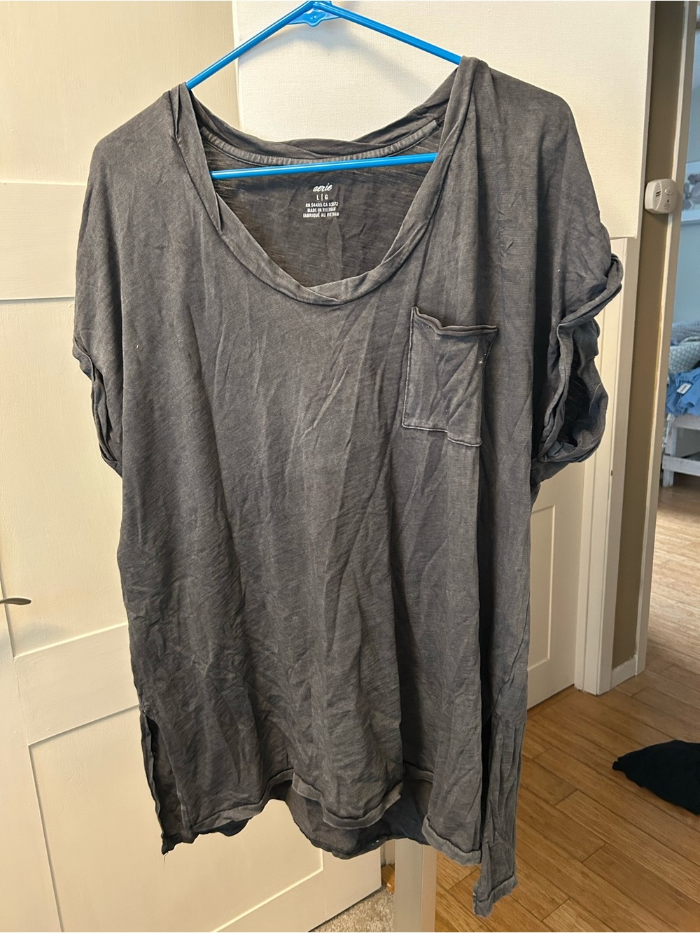 aerie Washed Charcoal Short Sleeve Pocket Tee